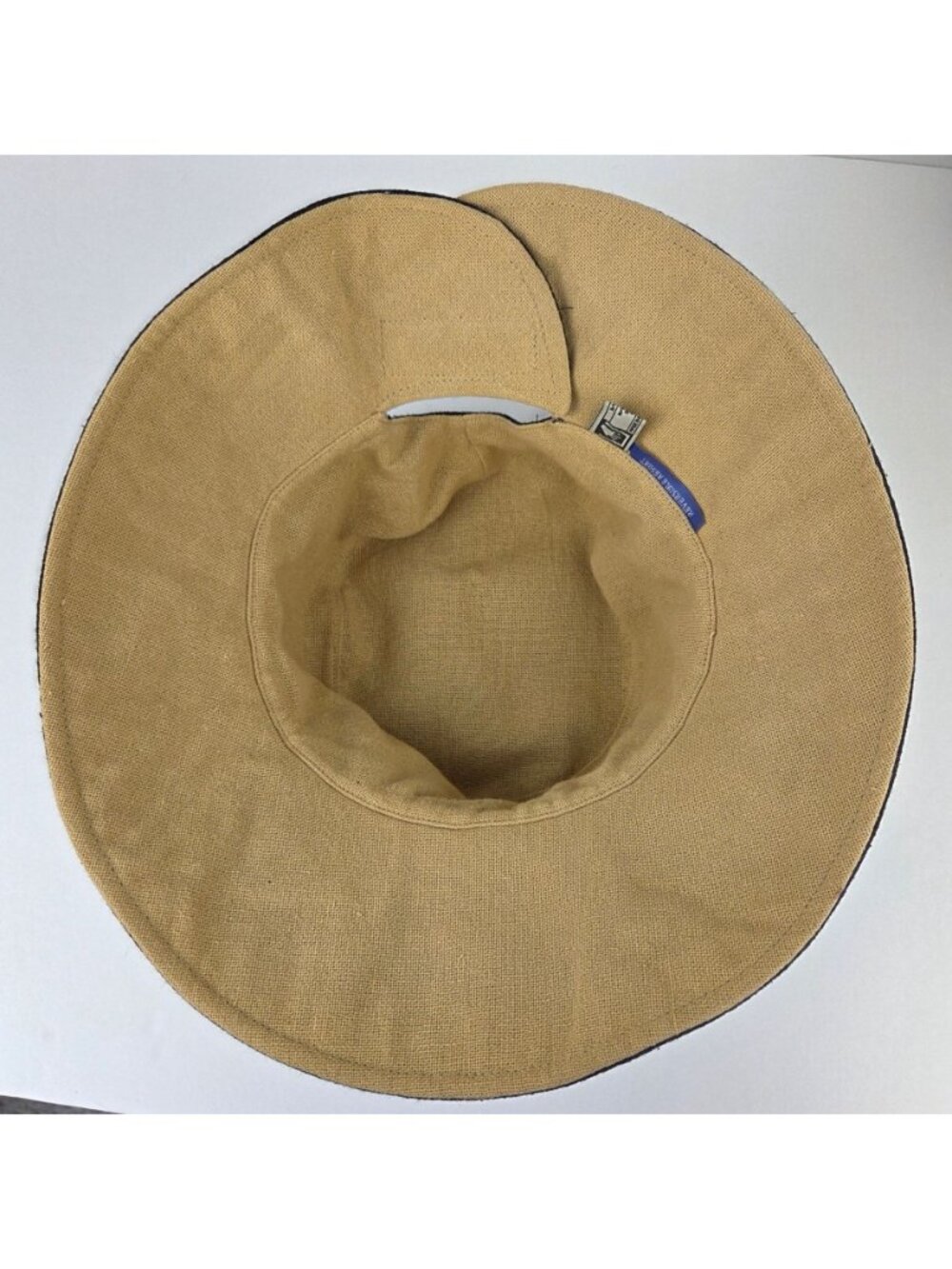 Wallaroo Reversible Resort Hat Tan & Black Wide Brim Sun Protection Cotton Blend - Picture 9 of 14